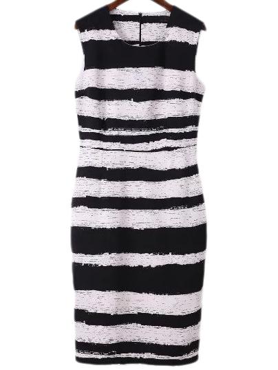 Shein Multicolor Split Back Stripe Pencil Dress