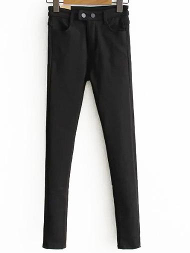 Shein Black Button Fly Skinny Pants