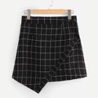 Shein Grid Print Asymmetrical Hem Skirt