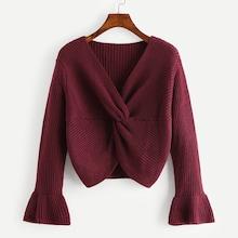 Shein Flounce Sleeve Twist Detail Jumper