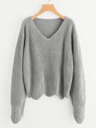 Shein Eyelet Scallop Edge Jumper