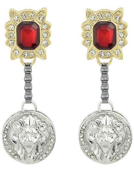Shein Red Gemstone Round Earrings