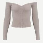 Shein Button Up Off Shoulder Ribbed Jumper