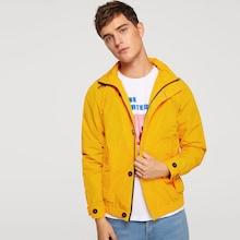 Shein Men Zip And Button Placket Hoodie Jacket
