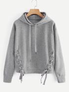 Shein Lace Up Side Marled Hoodie