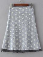 Shein Grey Stars Pattern Zipper Skirt