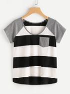 Shein Raglan Sleeve Wide Striped T-shirt