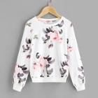 Shein Girls Floral Print Sweatshirt