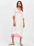 Shein Contrast Tassel Trim Hollow Lace Panel Dress