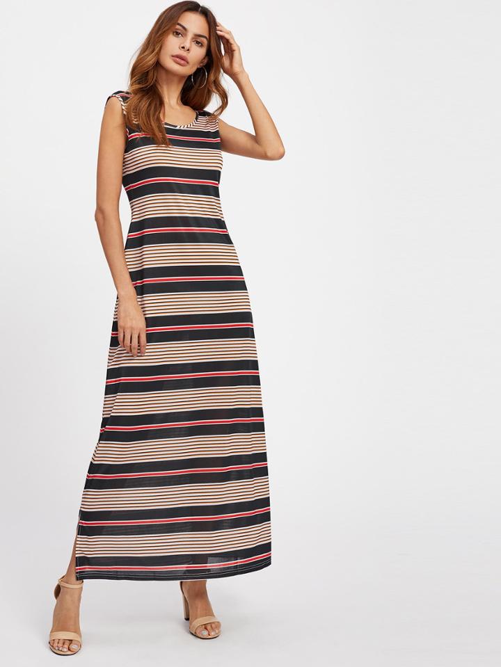 Shein Horizon Stripe Slit Side Tank Dress