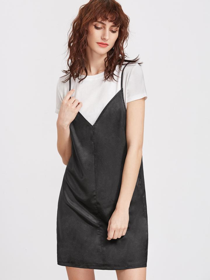 Shein Contrast 2 In 1 Cami Dress