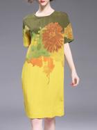 Shein Color Block Flowers Print Dress