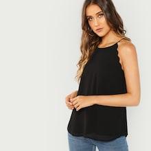 Shein Scallop Trim Keyhole Back Top