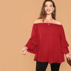 Shein Plus Off Shoulder Pleated Layered Sleeve Top