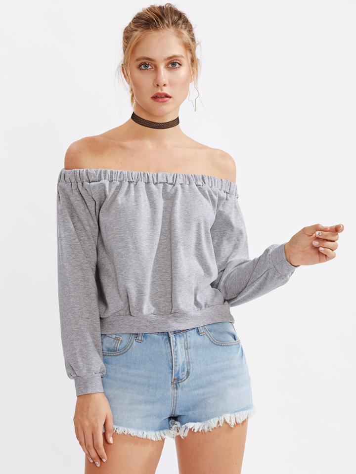 Shein Off The Shoulder Crop Sweatshirt