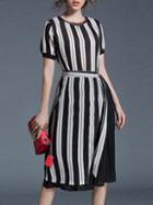 Shein Color Block Striped Pleated Dress