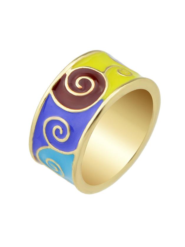 Shein Blue Round Gold Plated Finger Ring