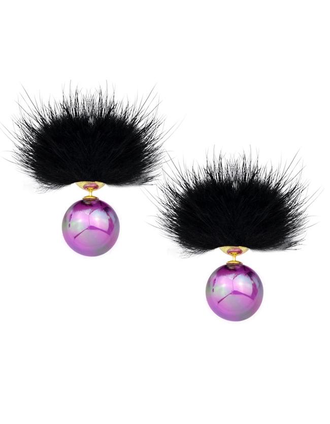 Shein Purple Cute Ball Stud Earrings
