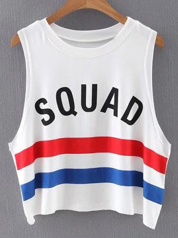 Shein Multicolor Stripe Letters Print Tank Top