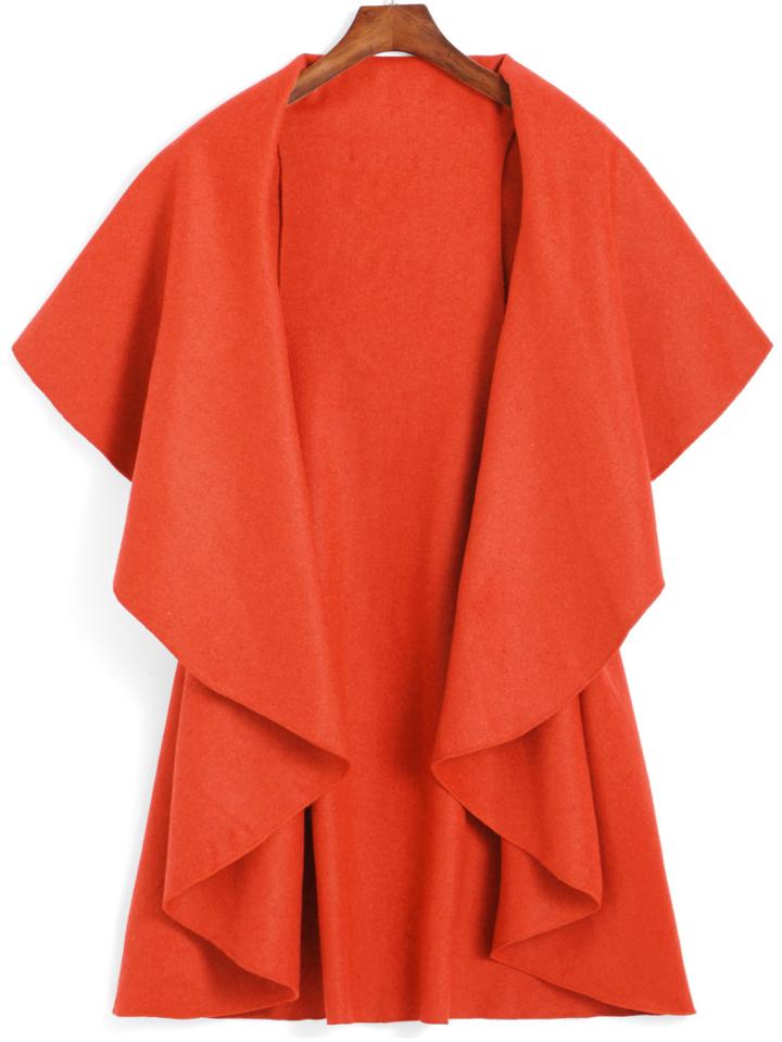 Shein Lapel Dip Hem Loose Orange Coat