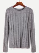 Shein Grey Cable Knit Sweater