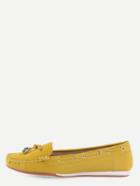 Shein Faux Suede Drawstring Boat Shoes - Yellow