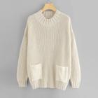 Shein Drop Shoulder Pocket Patched Sweater