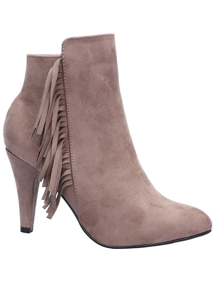 Shein Light Brown High Heel Tassel Boots