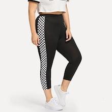 Shein Plus Checkered Tape Side Leggings