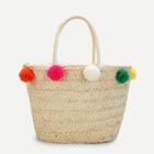 Shein Straw Bucket Bag With Pom Pom