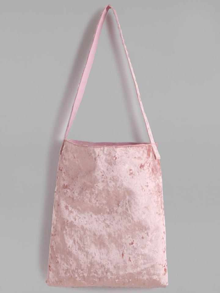 Shein Pink Velvet Plain Shoulder Bag