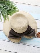 Shein Beige Slit Design Straw Hat With Bow