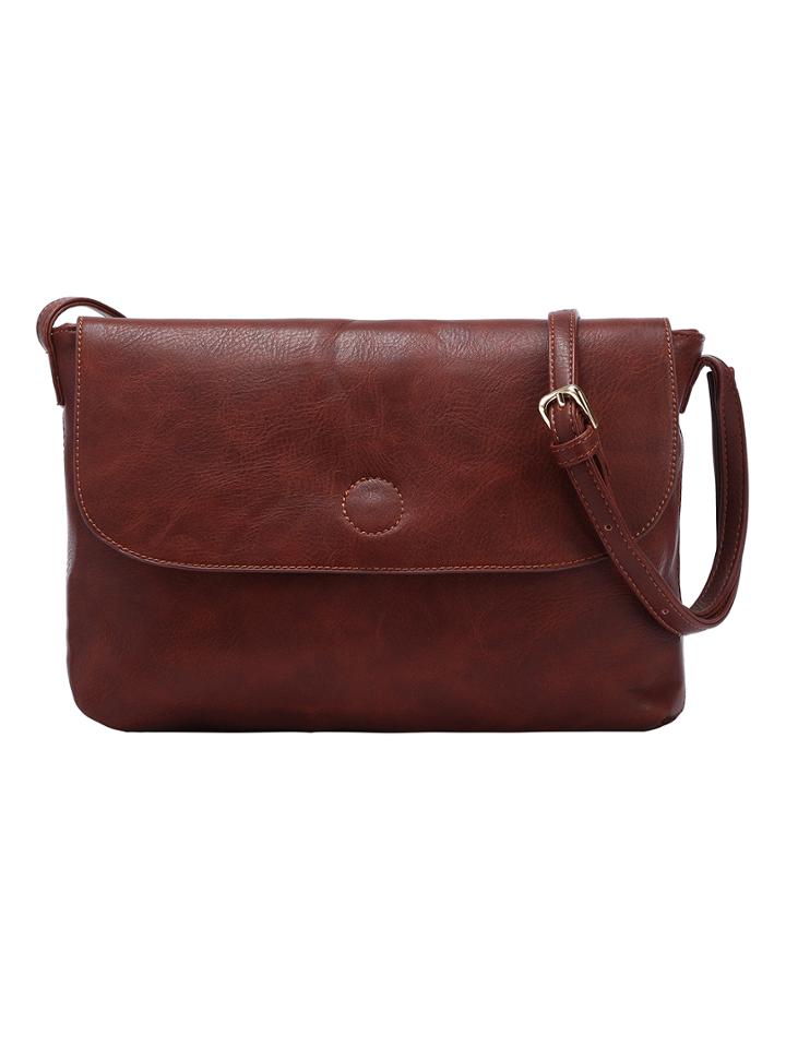 Shein Faux Leather Flap Bag - Burgundy