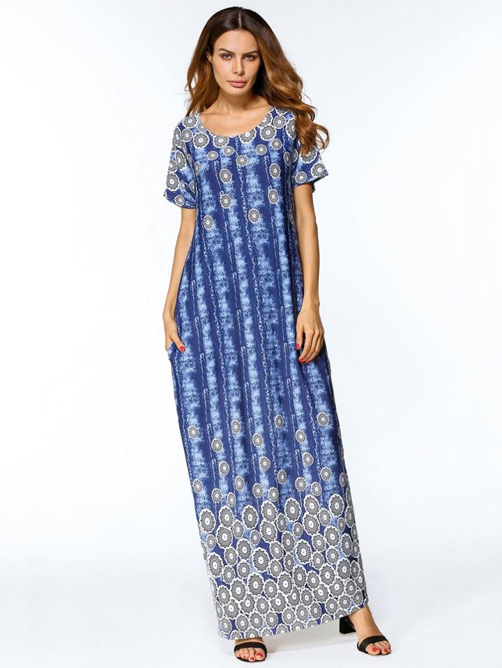 Shein Abstract Print Full Length Dress