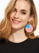 Shein Usa Flag Round Drop Earrings