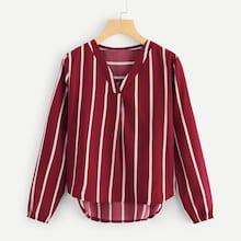 Shein Vertical Striped V-neck Blouse