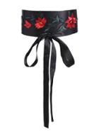 Shein Flower Embroidery Bow Front Obi Belt