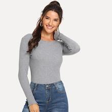 Shein Lettuce Trim Solid Sweater