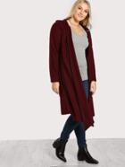 Shein Hooded Soft Knit Longline Cardigan