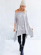Shein Grey Long Sleeve Asymmetric Unusual Loose Dress