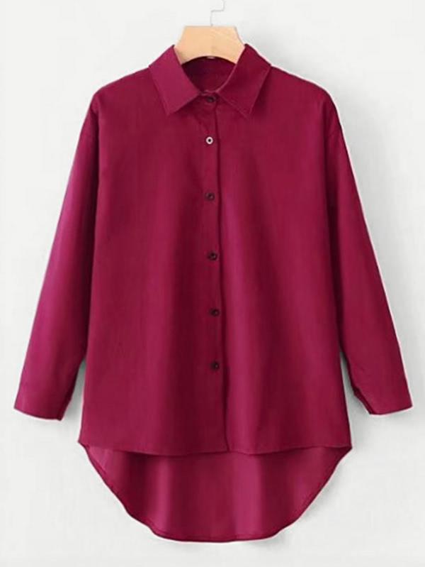 Shein High Low Corduroy Blouse