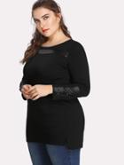 Shein Contrast Pu High Low Pullover