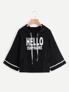 Shein Striped Wide Sleeve Pocket Front Graphic Hoodie