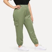 Shein Plus Pocket Decoration Plain Pants