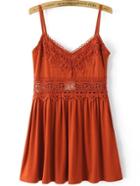 Shein Cami Straps Lace Crochet Pleated Dress