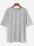 Shein Black And White Striped T-shirt