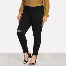 Shein Plus Raw Hem Knee Ripped Jeans