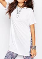 Rosewe White Short Sleeve Double Slit T Shirt