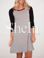 Shein Grey Contrast Raglan Sleeve Shift Dress