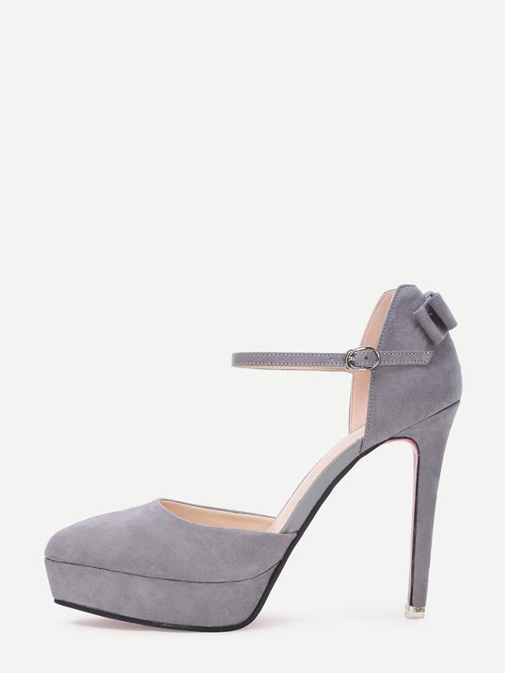 Shein Grey Faux Suede D'orsay Platform Pumps